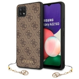 Guess 4G Charms Collection etui do Samsung Galaxy A22 5G brązowy/brown