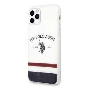 US Polo Tricolor Pattern etui na iPhone 11 Pro białe