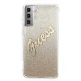 Guess Glitter Gradient Script - Etui Samsung Galaxy S21  (złoty)-2456007