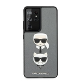 Karl Lagerfeld Saffiano Karl & Choupette Heads - Etui Samsung Galaxy S21 Ultra (srebrny)-2456147