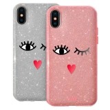 PURO Glitter EYES Shine Cover - Etui Huawei P20 Lite (Silver) Limited edition-266971