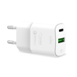 PURO White Mini Fast Travel Charger - Ładowarka sieciowa USB-A + USB-C Power Delivery 20W (biały)-2762779