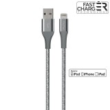 PURO Fabric K2 Cable - Kabel połączeniowy USB-A 2.0 na Apple złącze Lightning, MFi, 2,4 A / 12 W, 1.2 m (Space Gray)-333