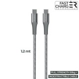 PURO Fabric K2 Cable - Kabel połączeniowy USB-C 2.0 na USB-C 2.0, 3 A, 480 MBps, 1,2 m (Space Grey)-334231