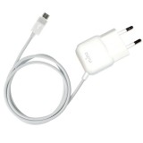 PURO Mini Travel Charger - Przenośna ładowarka sieciowa z kablem Micro USB (biały)-340556