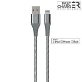 PURO Fabric K2 Cable - Kabel połączeniowy USB-A 2.0 na Apple złącze Lightning, MFi, 2,4 A / 12 W, 3 m (Space Gray)-36141