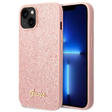 Guess Glitter Flakes Metal Logo Case – Etui iPhone 14 (różowy)-4370134