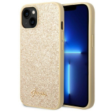 Guess Glitter Flakes Metal Logo Case – Etui iPhone 14 (złoty)-4370138