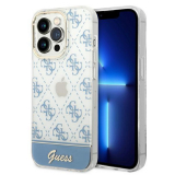 Guess 4G Stripe Script Logo Electroplated Pattern – Etui iPhone 14 Pro Max (niebieski)-4370157