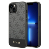 Guess 4G Bottom Stripe Metal Logo Collection - Etui iPhone 14 (szary)-4370165