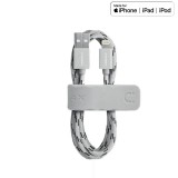 Momax Elite link - Kabel połączeniowy USB do Lightning MFi   elastyczny stojak, 2.4 A, 1 m (Silver)-451428