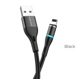 Borofone - kabel ładowania USB-A do Lightning z końcówką magnetyczną i podświetleniem, czarny-890961