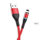 Borofone - kabel ładowania USB-A do Lightning z końcówką magnetyczną i podświetleniem, czerwony-890964