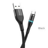 Borofone - kabel ładowania USB-A do USB-C z końcówką magnetyczną i podświetleniem, czarny-890977