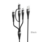 Borofone - kabel 4w1, 2x Lightning 1x micro USB 1x USB-C aluminium nylonowy oplot, czarny-891064