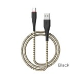 Borofone - kabel USB-A do USB-C z pozłacanym rdzeniem i nylonowym oplotem, 1m czarny-891083