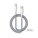 Borofone - kabel USB-A do USB-C z pozłacanym rdzeniem i nylonowym oplotem, 1m biały-891088