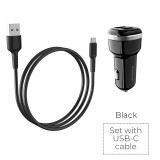 Borofone - ładowarka samochodowa 2x USB kabel USB-C w zestawie, czarny-891396