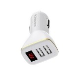 Borofone - ładowarka samochodowa 2x USB z wyświetlaczem LED, biały-891414