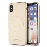 Guess Saffiano 4G Circle Logo - Etui iPhone Xs / X (Gold)-939795