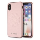Guess Saffiano 4G Circle Logo - Etui iPhone Xs / X (Pink)-939801