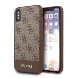 Guess 4G Bottom Stripe Collection - Etui iPhone Xs / X (brązowy)-939978