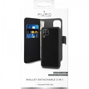 PURO Wallet Detachable - Etui 2w1 Huawei P40 Lite (czarny)-1342949