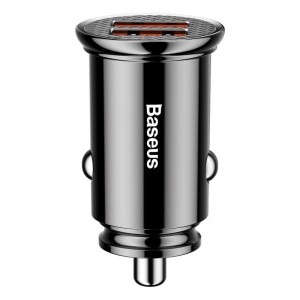 Baseus Circular - Ładowarka samochodowa 2 x USB QC 3.0, 30 W (czarny)-1637939