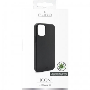 PURO ICON Anti-Microbial Cover - Etui iPhone 12 Mini z ochroną antybakteryjną (czarny)-1949131