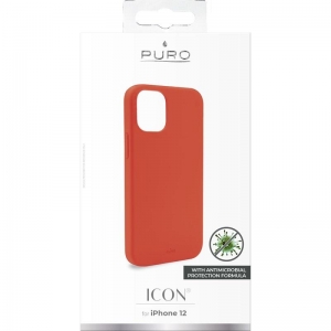 PURO ICON Anti-Microbial Cover - Etui iPhone 12 Mini z ochroną antybakteryjną (czerwony)-1949136