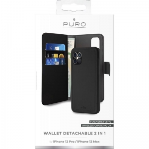 PURO Wallet Detachable - Etui 2w1 iPhone 12 / iPhone 12 Pro (czarny)-1949161
