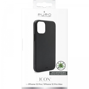 PURO ICON Anti-Microbial Cover - Etui iPhone 12 /  iPhone 12 Pro z ochroną antybakteryjną (czarny)-1949178