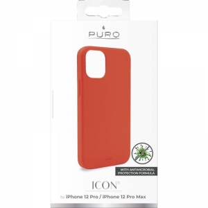 PURO ICON Anti-Microbial Cover - Etui iPhone 12 / iPhone 12 Pro z ochroną antybakteryjną (czerwony)-1949183