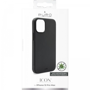 PURO ICON Anti-Microbial Cover - Etui iPhone 12 Pro Max z ochroną antybakteryjną (czarny)-1949209