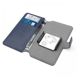 PURO Universal Wallet 360° - Uniwersalne etui obrotowe z kieszeniami na karty, rozmiar XL (granatowy)-2104478