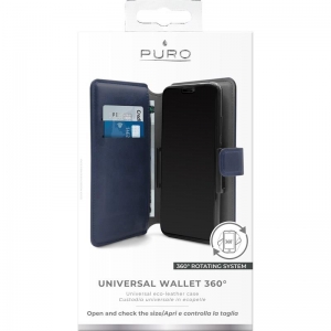 PURO Universal Wallet 360° - Uniwersalne etui obrotowe z kieszeniami na karty, rozmiar XL (granatowy)-2104482