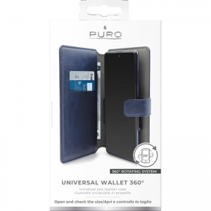PURO Universal Wallet 360° - Uniwersalne etui obrotowe z kieszeniami na karty, rozmiar XXL (granatowy)-2104499