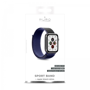PURO Nylon - Pasek do Apple Watch 42 / 44 mm (Granatowy/Czarny)-2295864