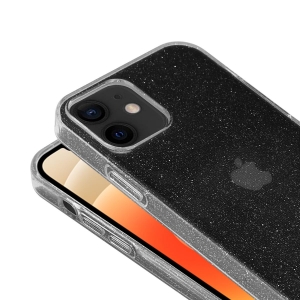 Crong Glitter Case - Etui iPhone 12 / iPhone 12 Pro (przezroczysty/srebrny)-2415246