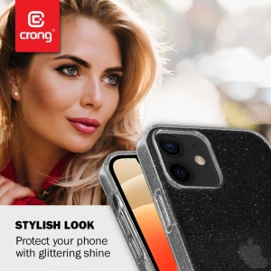 Crong Glitter Case - Etui iPhone 12 / iPhone 12 Pro (przezroczysty/srebrny)-2415252
