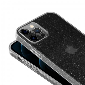 Crong Glitter Case - Etui iPhone 12 Pro Max (przezroczysty/srebrny)-2415258