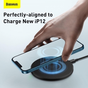 BASEUS SIMPLE MAGNETIC MAGSAFE WIRELESS CHARGER 15W BLACK-2553200