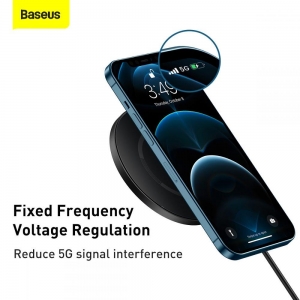 BASEUS SIMPLE MAGNETIC MAGSAFE WIRELESS CHARGER 15W BLACK-2553202