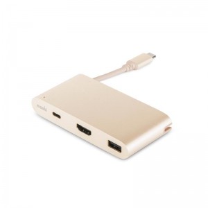 Moshi USB-C Multiport Adapter - Aluminiowy hub 3-w-1 USB-C/Thunderbolt 3 (Satin Gold)-256655