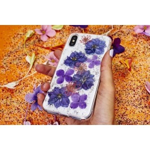 PURO Glam Hippie Chic Cover - Etui iPhone XR (prawdziwe płatki kwiatów zielone)-268834