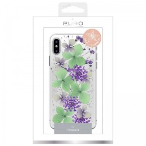 PURO Glam Hippie Chic Cover - Etui iPhone XR (prawdziwe płatki kwiatów zielone)-268836