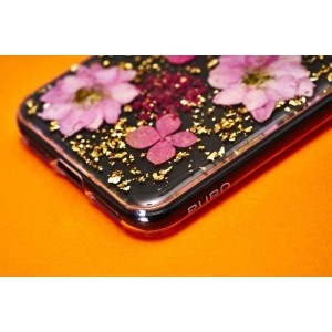 PURO Glam Hippie Chic Cover - Etui iPhone XR (prawdziwe płatki kwiatów zielone)-268839
