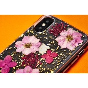 PURO Glam Hippie Chic Cover - Etui iPhone XR (prawdziwe płatki kwiatów zielone)-268840