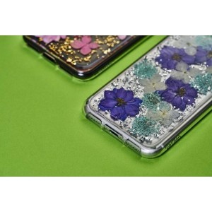 PURO Glam Hippie Chic Cover - Etui iPhone XR (prawdziwe płatki kwiatów zielone)-268842