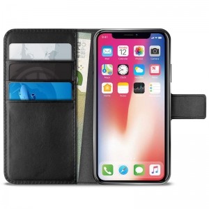 PURO Booklet Wallet Case - Etui iPhone XR z kieszeniami na karty   stand up (czarny)-268926